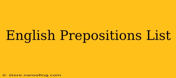 English Prepositions List